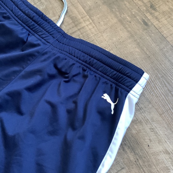 Navy Blue Puma Sweatpants With White Stripe Down Legs - Picture 5 of 5